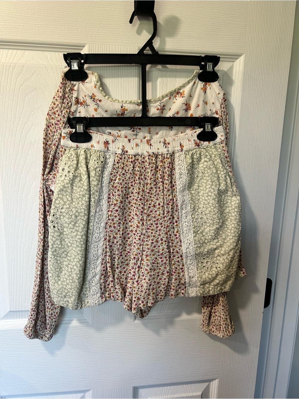 American Eagle Outfitters set with Mixed Floral Wrap Blouse and shorts - Picture 2 of 6